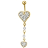 Steel-Zirconline®---Double-Heart-Dangle-Crystal-Navel-Bananabell