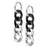 2 Tone Chunky Chain Hoops Steel/Black - Sold in pair