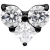 Black Crystal Heart Top For Threadless Stem - Titan