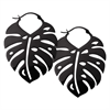 Big Monstera Leaf Black Hoops - Sold in Pair