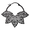 Abey Leaf Black Hoops - Sold in Pair