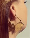 Guldiga Abey Leaf Hoops - Säljs i par