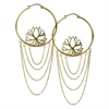 Lotus with Chains Golden Hoops - Sold in Pair