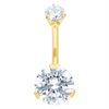 Big Double Jewelled Navelpiercing - Guld Stål