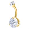 Big Double Jewelled Navelpiercing - Guld Stål