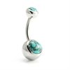 Syntetisk Turquoise Navelpiercing - Stål